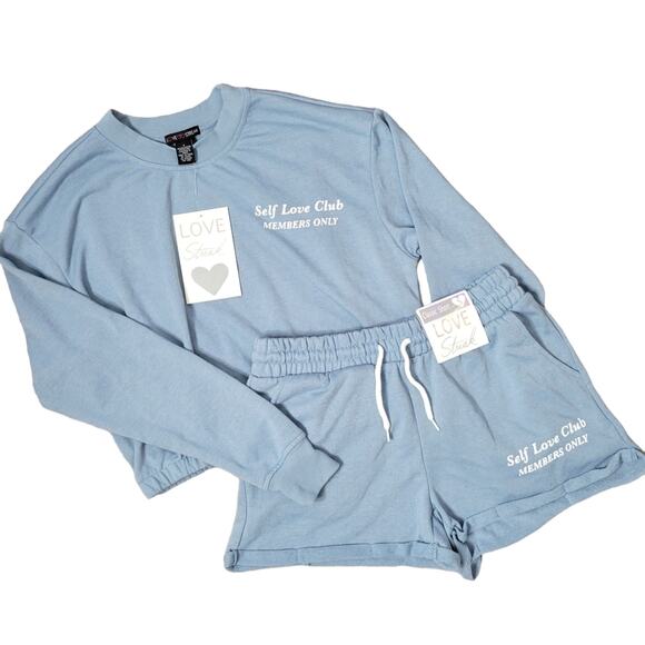 Love Streak Self Love Club Members Only Lounge Set in Blue Size Small NWT - Picture 1 of 10